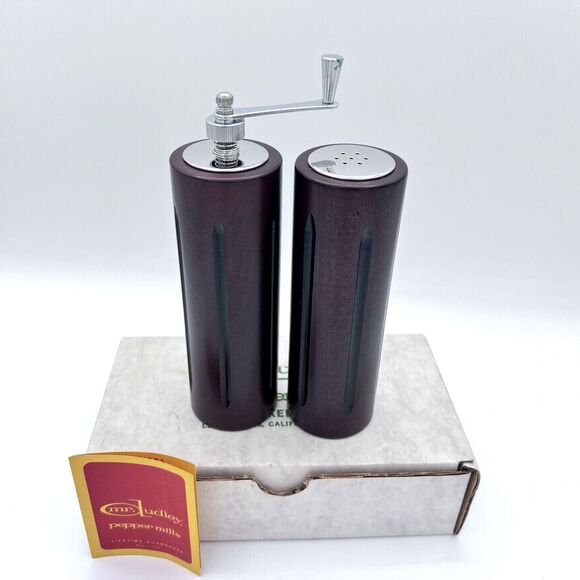 Vintage Pepper Mill & Salt Shaker Danish Modern Inspired Mr. Dudley Wooden w/Box - Picture 3 of 12